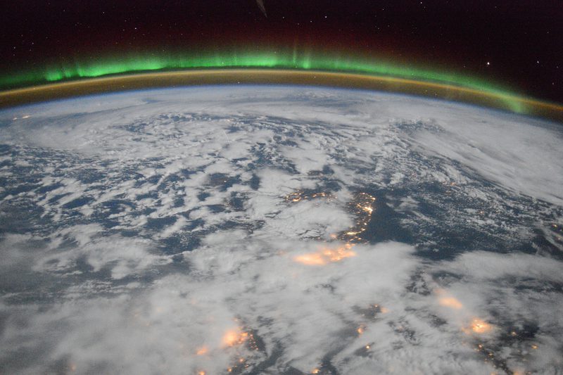 View of Earth at night from the ISS