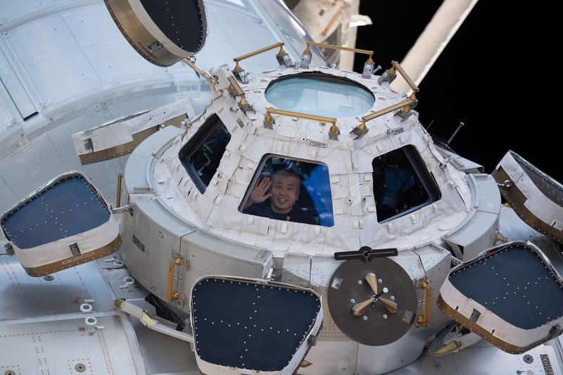Astronaut Koichi Wakata inside the cupola